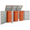 Triple Wheelie Bin Shed 207x77.5x112.5 cm Stainless Steel Colour orange Size 3 bins Number of bins 1 