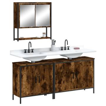 3 Piece Bathroom Furniture Set - Smoked Oak | Hipo Market