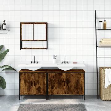 3 Piece Bathroom Furniture Set - Smoked Oak | Hipo Market