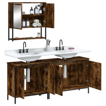 3 Piece Bathroom Furniture Set - Smoked Oak | Hipo Market