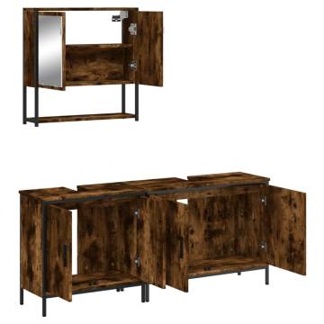 3 Piece Bathroom Furniture Set - Smoked Oak | Hipo Market