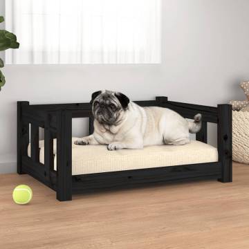 Dog Bed Black 65.5x50.5x28 cm Solid Wood Pine - Hipomarket