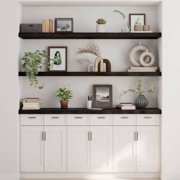 Wall Shelf Dark Brown 180x40x(2-6) cm Solid Wood Oak