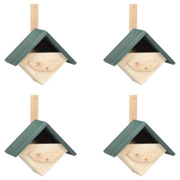 Elegant Firwood Bird Houses - Set of 4 for Your Garden