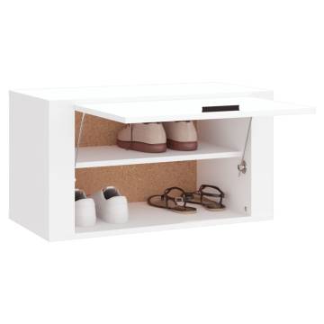 Stylish Wall-mounted Shoe Cabinet in White - 70x35x38 cm