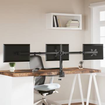 Triple Monitor Stand in Black Steel | VESA 75/100 mm