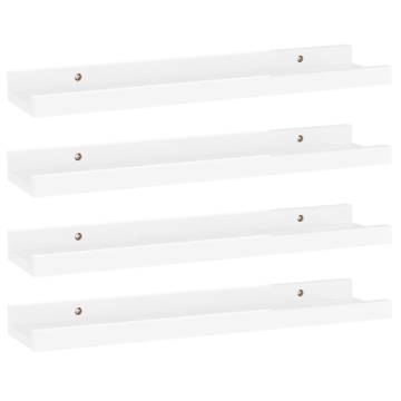 Stylish High Gloss White Wall Shelves - Set of 4