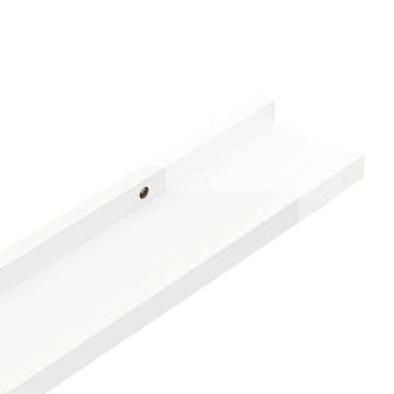 Stylish High Gloss White Wall Shelves - Set of 4