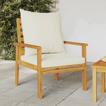 Garden Sofa Chair Set - 2pcs Solid Acacia Wood with Cushions