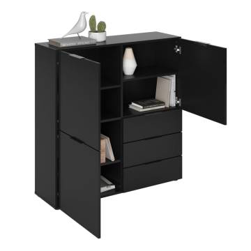 FMD Black Dresser with 3 Doors & 3 Drawers - Stylish Storage