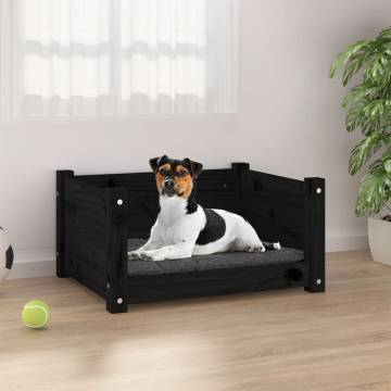 Dog Bed Black 55.5x45.5x28 cm | Solid Pine Wood Comfort