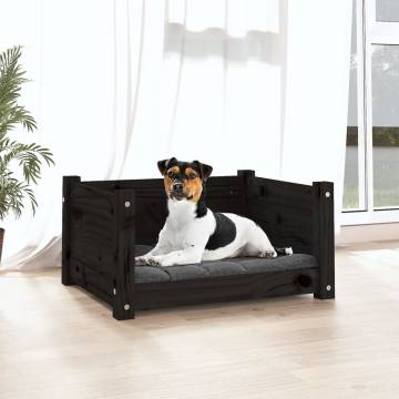 Dog Bed Black 55.5x45.5x28 cm | Solid Pine Wood Comfort