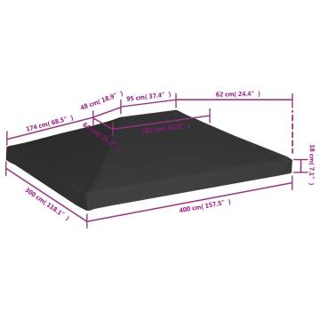 Gazebo Top Cover 270 g/m² 4x3 m Black - Durable & Water Resistant