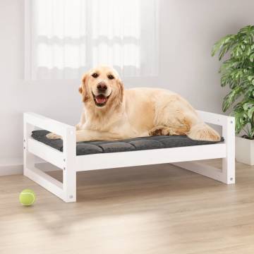 Dog Bed in White | Solid Pine Wood 75.5x55.5x28 cm