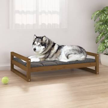 Comfortable Honey Brown Dog Bed - Solid Pine Wood - 105.5x75.5x28 cm