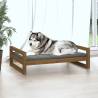 Comfortable Honey Brown Dog Bed - Solid Pine Wood - 105.5x75.5x28 cm