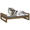 Comfortable Honey Brown Dog Bed - Solid Pine Wood - 105.5x75.5x28 cm