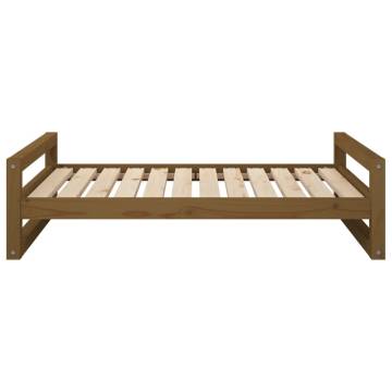 Comfortable Honey Brown Dog Bed - Solid Pine Wood - 105.5x75.5x28 cm