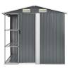 Garden Shed with Rack Grey - 205x130x183 cm Iron | Hipo Market