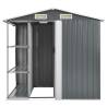 Garden Shed with Rack Grey - 205x130x183 cm Iron | Hipo Market