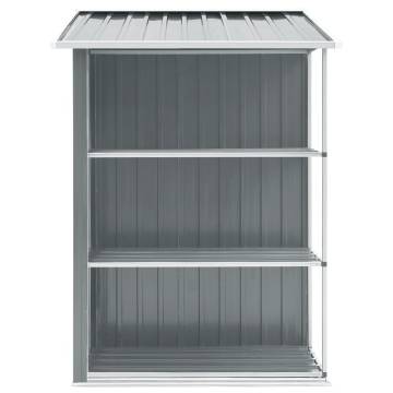 Garden Shed with Rack Grey - 205x130x183 cm Iron | Hipo Market