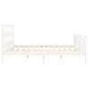 Stylish White Bed Frame with Headboard - 200x200 cm Solid Wood