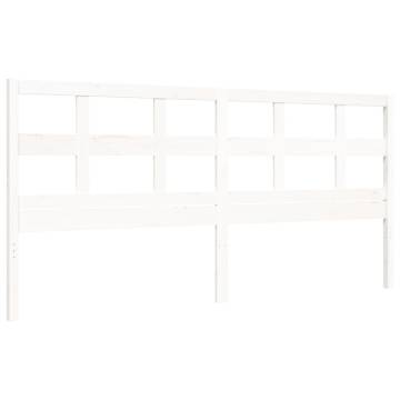 Stylish White Bed Frame with Headboard - 200x200 cm Solid Wood