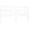 Stylish White Bed Frame with Headboard - 200x200 cm Solid Wood