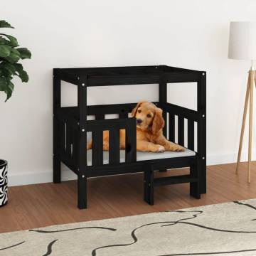 Stylish Black Dog Bed - Solid Pine | 75.5x63.5x70 cm