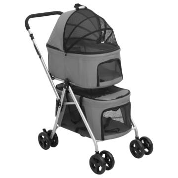 2-Layers Folding Dog Stroller - Grey, 83x48x97 cm | Hipomarket