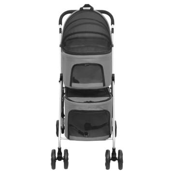 2-Layers Folding Dog Stroller - Grey, 83x48x97 cm | Hipomarket