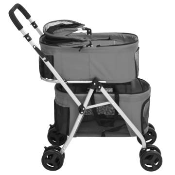 2-Layers Folding Dog Stroller - Grey, 83x48x97 cm | Hipomarket