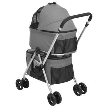 2-Layers Folding Dog Stroller - Grey, 83x48x97 cm | Hipomarket