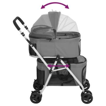 2-Layers Folding Dog Stroller - Grey, 83x48x97 cm | Hipomarket