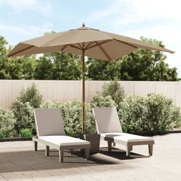 Garden Parasol with Wooden Pole - Taupe 300x300 cm