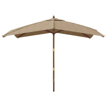 Garden Parasol with Wooden Pole - Taupe 300x300 cm