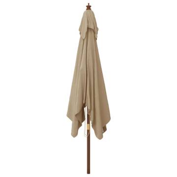 Garden Parasol with Wooden Pole - Taupe 300x300 cm