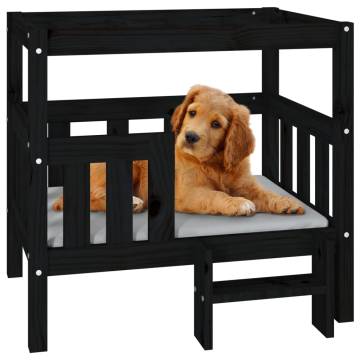 Stylish Black Dog Bed - Solid Pine | 75.5x63.5x70 cm