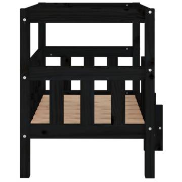 Stylish Black Dog Bed - Solid Pine | 75.5x63.5x70 cm