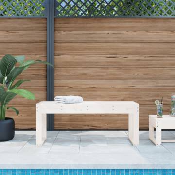 White Garden Bench 110x38x45 cm - Solid Pine Wood Outdoor Seat