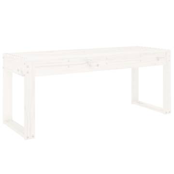 White Garden Bench 110x38x45 cm - Solid Pine Wood Outdoor Seat