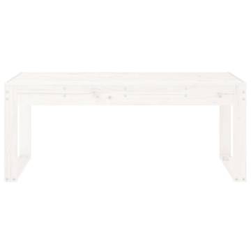 White Garden Bench 110x38x45 cm - Solid Pine Wood Outdoor Seat