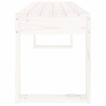 White Garden Bench 110x38x45 cm - Solid Pine Wood Outdoor Seat