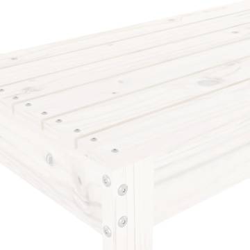 White Garden Bench 110x38x45 cm - Solid Pine Wood Outdoor Seat