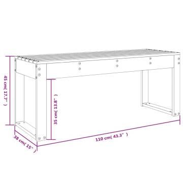 White Garden Bench 110x38x45 cm - Solid Pine Wood Outdoor Seat