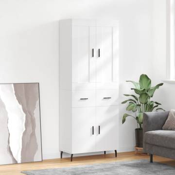 Highboard High Gloss White 69.5x34x180 cm | Stylish Storage