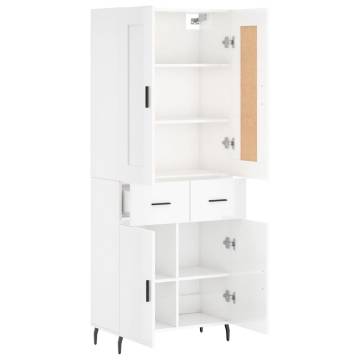 Highboard High Gloss White 69.5x34x180 cm | Stylish Storage