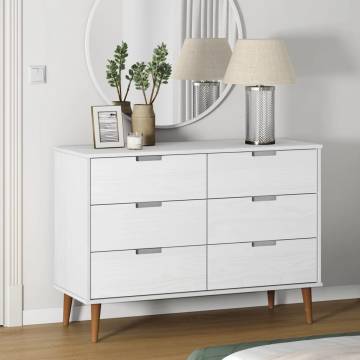 Drawer Cabinet MOLDE White - Solid Pine - 113x40x80 cm