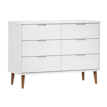 Drawer Cabinet MOLDE White - Solid Pine - 113x40x80 cm