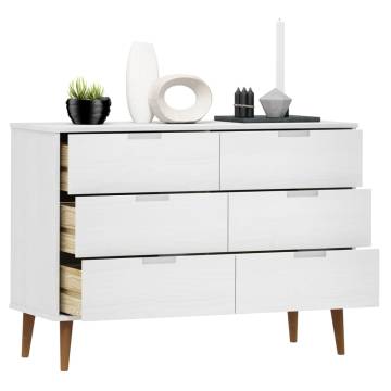 Drawer Cabinet MOLDE White - Solid Pine - 113x40x80 cm